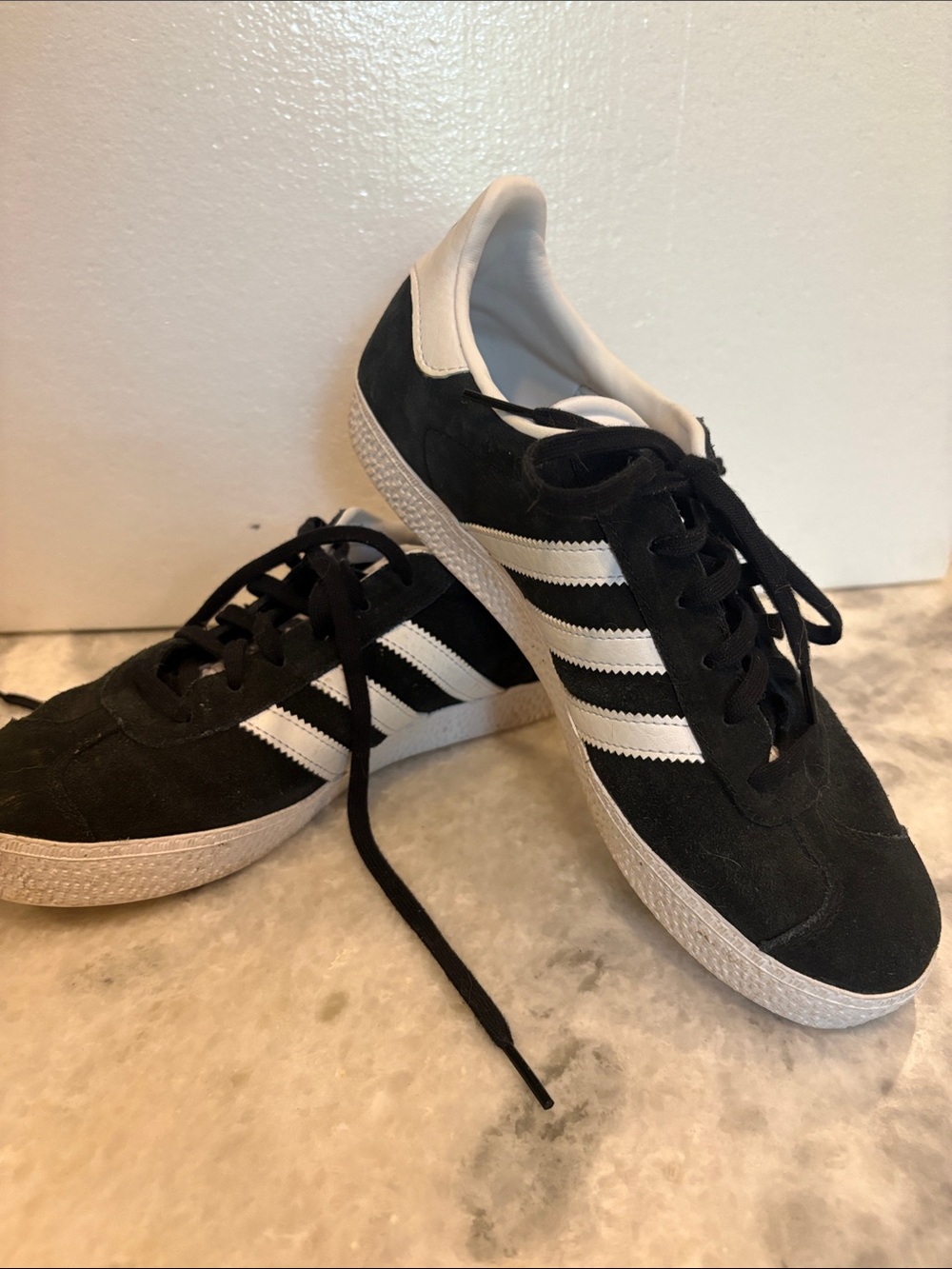 adidas Black and White Suede Low-Top Sneakers